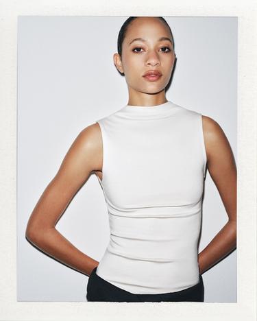 COTTON MODAL TOP - White by Zara