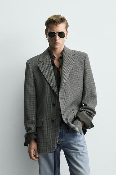 LIMITED EDITION 100% WOOL HOUNDSTOOTH BLAZER - Black / White by Zara