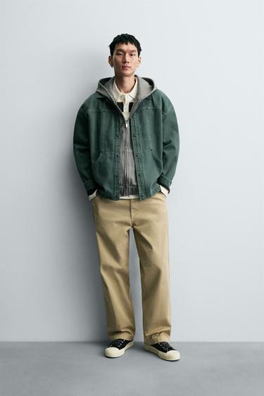 WASHED STRUCTURED OVERSHIRT - washed green by Zara - Image 0