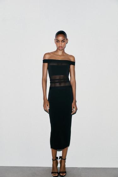 CONTRAST STRETCH DRESS - Black by Zara