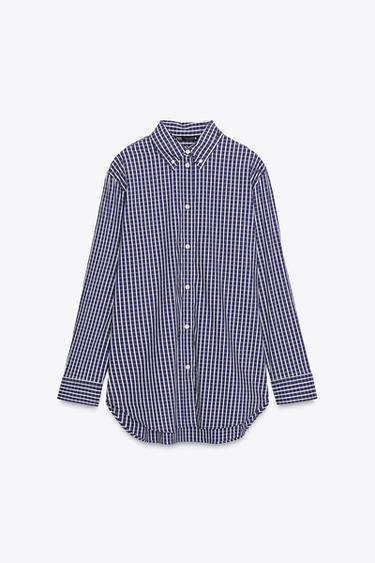 POPLIN SHIRT - Blue/White by Zara