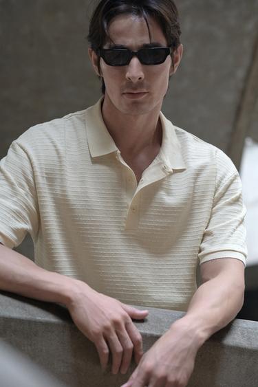 STRIPED JACQUARD POLO SHIRT - Ecru by Zara