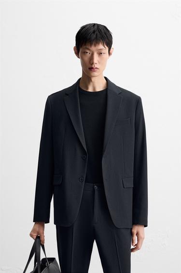 TEXTURED SUIT BLAZER - Navy blue by Zara