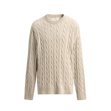COTTON BLEND CABLE-KNIT JUMPER - Light beige by Zara