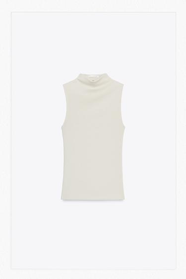COTTON MODAL TOP - Stone by Zara