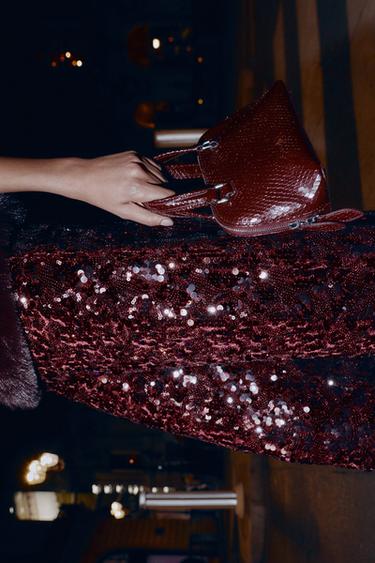 MINI CITY EMBOSSED HANDBAG - Burgundy Red by Zara