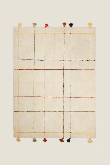 CHILDREN'S RECTANGULAR CHECK RUG WITH TASSELS - Multicoloured by Zara - Image 0