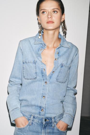 ZW COLLECTION DENIM OVERSHIRT - Blue by Zara