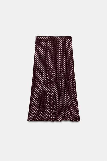 POLKA DOT MIDI SKIRT - Brown by Zara