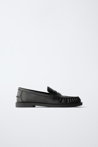 LEATHER LOAFERS - Black by Zara