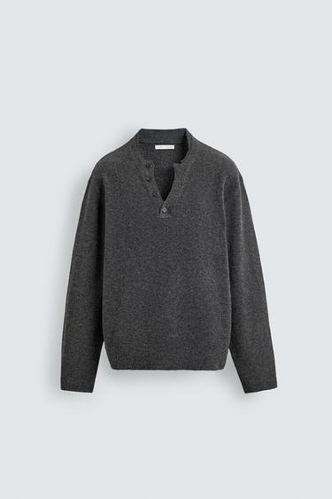 BUTTONED KNIT POLO SHIRT - Grey by Zara