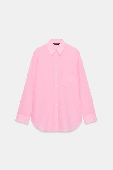 OVERSIZE COTTON SHIRT - Pale pink by Zara