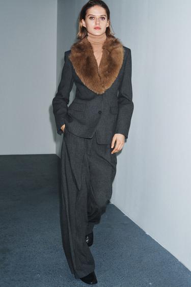 ZW COLLECTION WIDE-LEG TROUSERS WITH DARTS - Grey marl by Zara