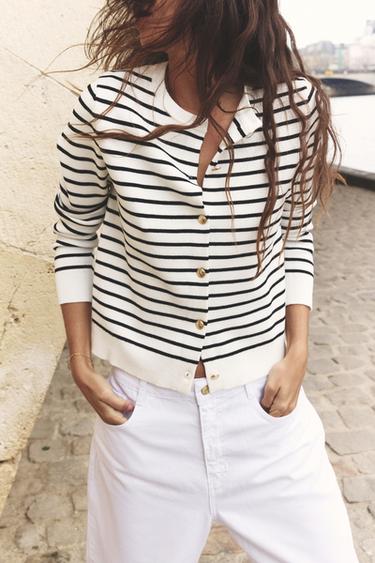 STRIPED KNIT CARDIGAN - striped by Zara