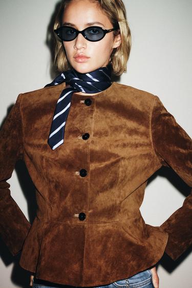 100% LEATHER JACKET - whisky by Zara