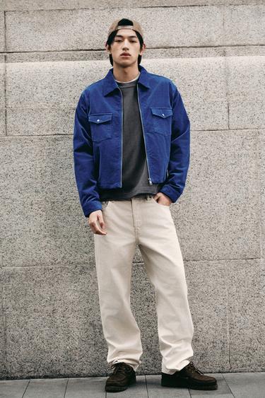 STRAIGHT FIT JEANS - Oyster-white by Zara