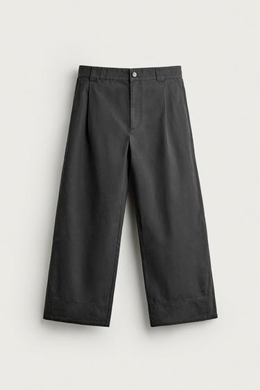 PLEATED WIDE-LEG TROUSERS - Grey by Zara