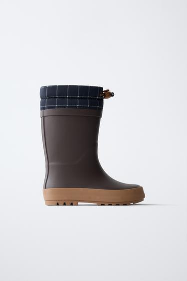 CHECK WELLIES - Brown by Zara