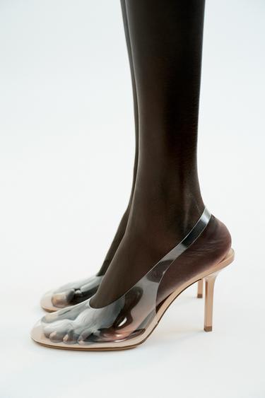 VINYL HIGH-HEEL SLINGBACK SHOES - Light beige by Zara - Image 0