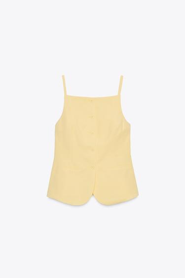 BUTTONED WAISTCOAT TOP - Light yellow by Zara
