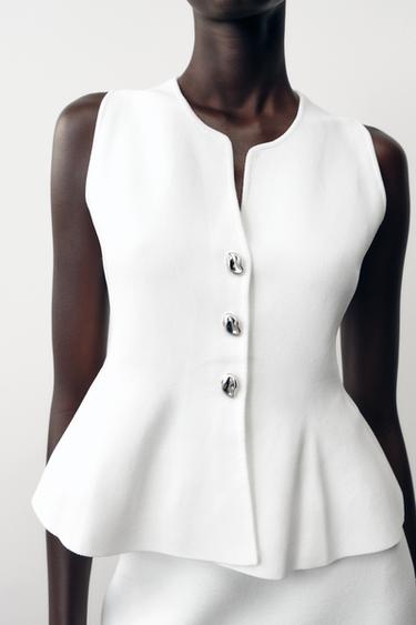 PEPLUM KNIT TOP - White by Zara
