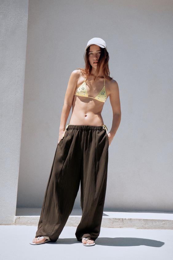ZW COLLECTION BARREL TROUSERS - Brown by Zara - Image 0