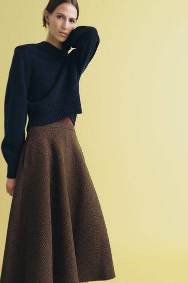 ZW COLLECTION WOOL HOUNDSTOOTH LAYERED SKIRT - Multicoloured by Zara