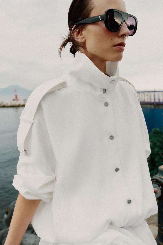 HIGH-NECK BOMBER JACKET - Oyster-white by Zara - Image 0