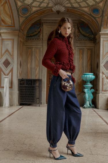 RIGID BOX WITH FLOWERS - Burgundy Red by Zara