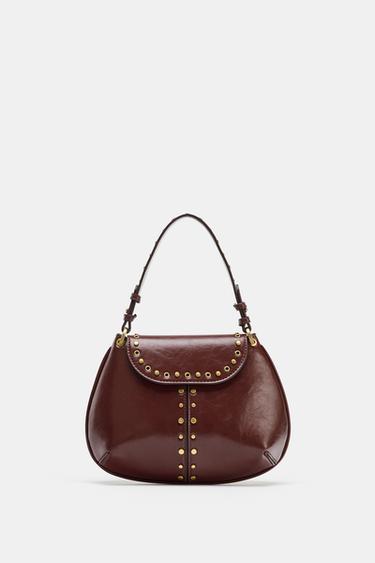 STUDDED SHOULDER BAG - Burgundy Red by Zara