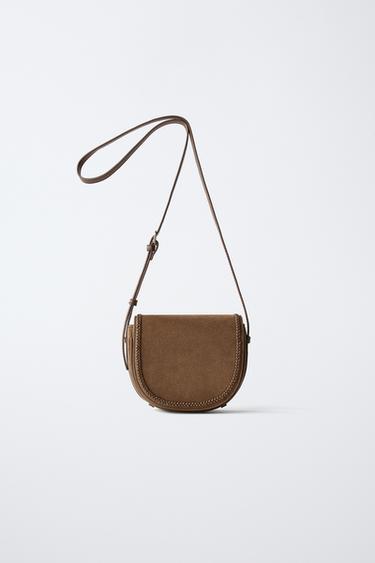 LEATHER CROSSBODY BAG - Brown by Zara