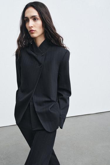 HIGH NECK PINSTRIPE BLAZER ZW COLLECTION - striped by Zara