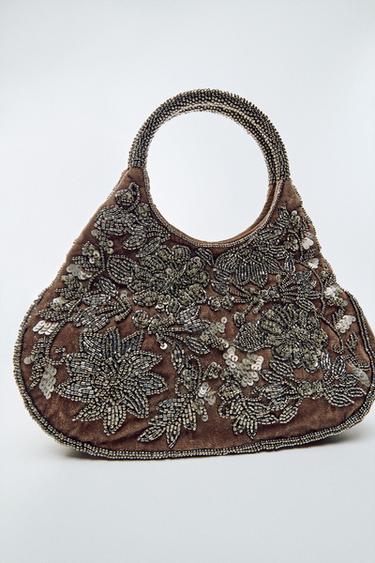 BEADED HANDBAG - Grey by Zara