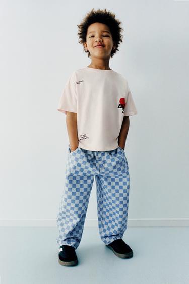 CHECKED BALLOON JEANS - Mid-blue by Zara