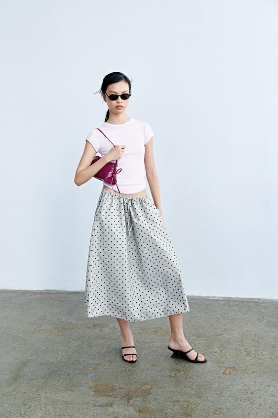 POLKA DOT MIDI SKIRT - Mid-grey by Zara - Image 0