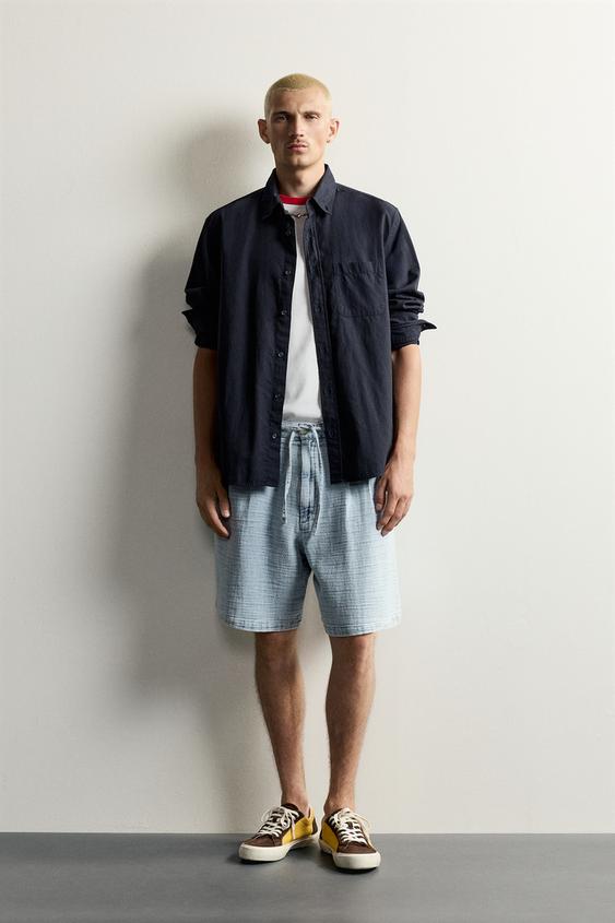 SOFT-TOUCH PLEATED BERMUDA SHORTS - Light blue by Zara - Image 0