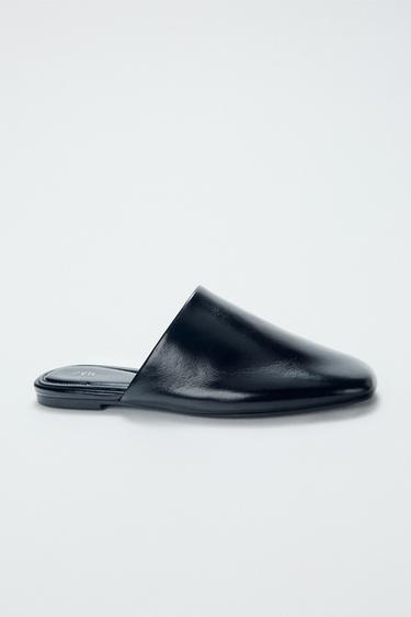 LEATHER SLINGBACK SHOES - Black by Zara
