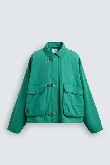 LIMITED EDITION BOXY FIT FIREMAN CLASP JACKET - Sea green by Zara