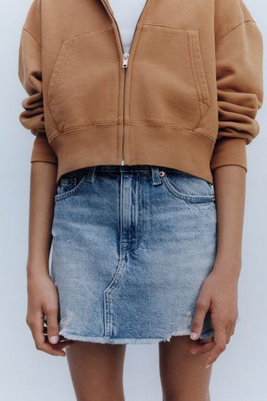 RIPPED FRAYED DENIM SKIRT - Blue by Zara