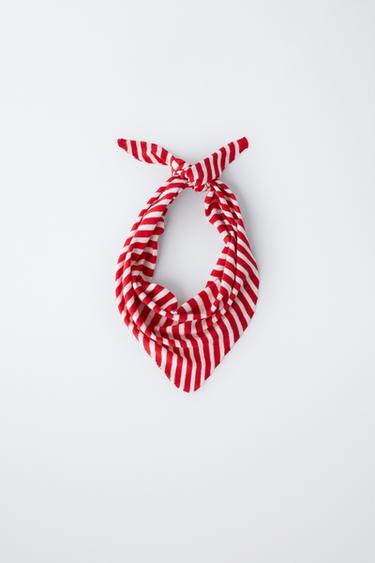 STRIPE KNIT BANDANA - Red by Zara