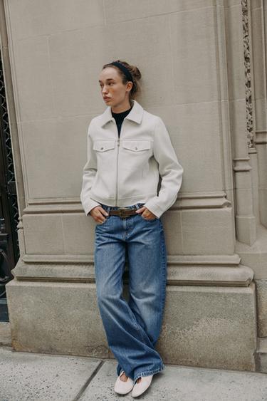 SOFT ZIP-UP JACKET - Ecru by Zara