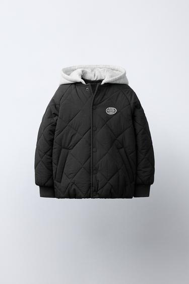 CONTRAST HOODED PUFFER JACKET - Anthracite grey by Zara