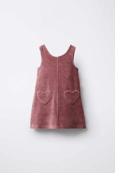 PINAFORE DRESS WITH HEART POCKETS - Pink by Zara