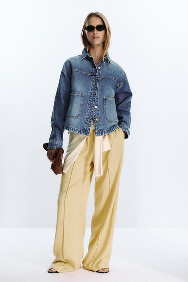 WIDE-LEG SEAM TROUSERS - Yellow by Zara