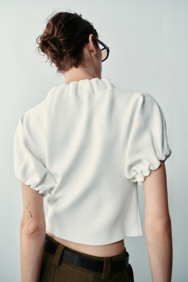 GATHERED KNIT TOP - White by Zara