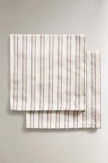 PACK OF STRIPED DYED THREAD NAPKINS (PACK OF 2) - Blue by Zara