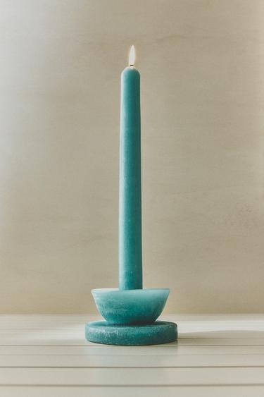DECORATIVE CANDLE WITH BASE - Blue by Zara