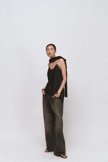 ZW COLLECTION LACE CAMISOLE TOP - Black by Zara