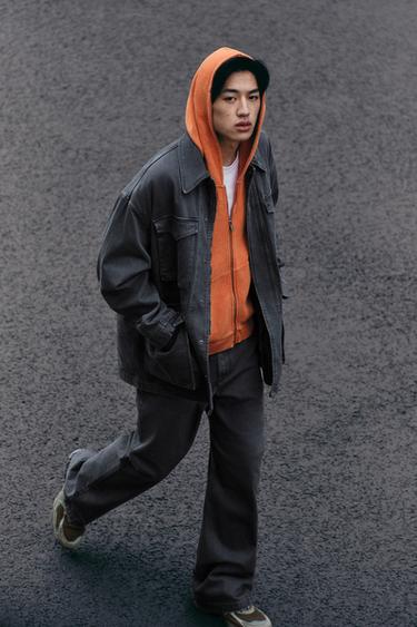 WASHED COTTON TEXTURED PARKA - Light indigo by Zara