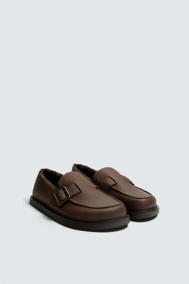 BUCKLED LEATHER CLOGS - Chocolate by Zara